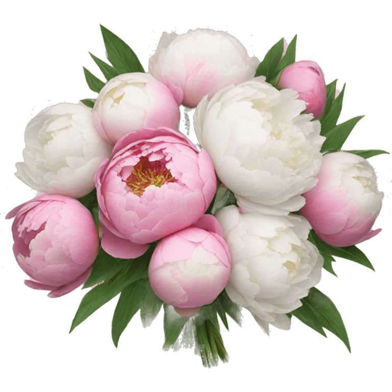 Pink and white peonies bouquet  emoji