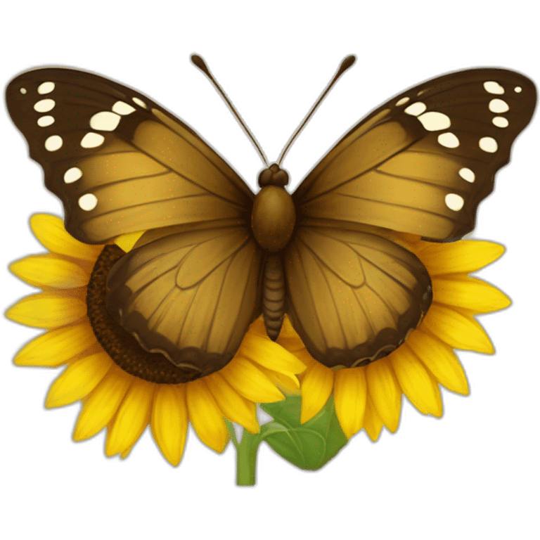 butterfly on a sunflower with brown heart emoji