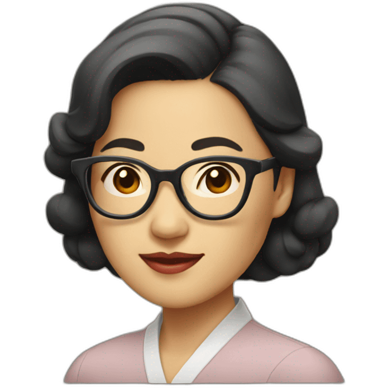 40's Asian woman with glasses emoji