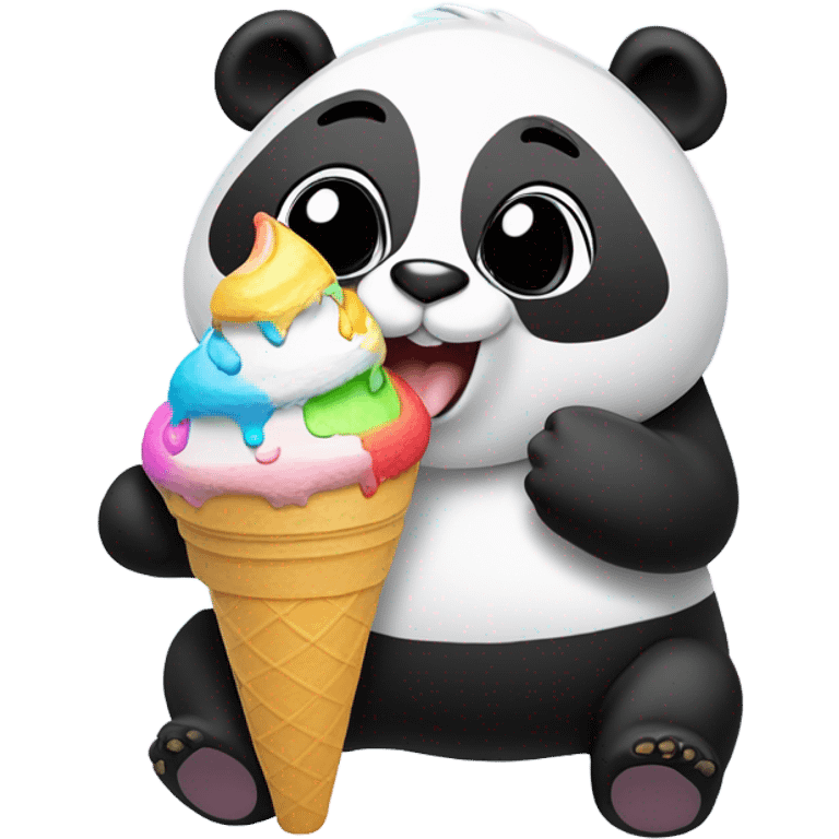 Panda eating ice cream emoji