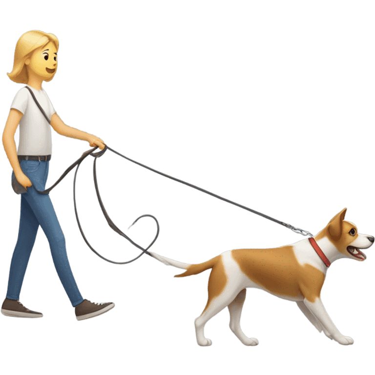 A dog walking a human emoji