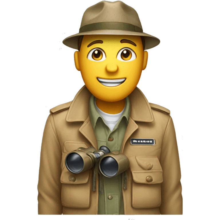 Smiling emoji with safari jacket and binoculars emoji