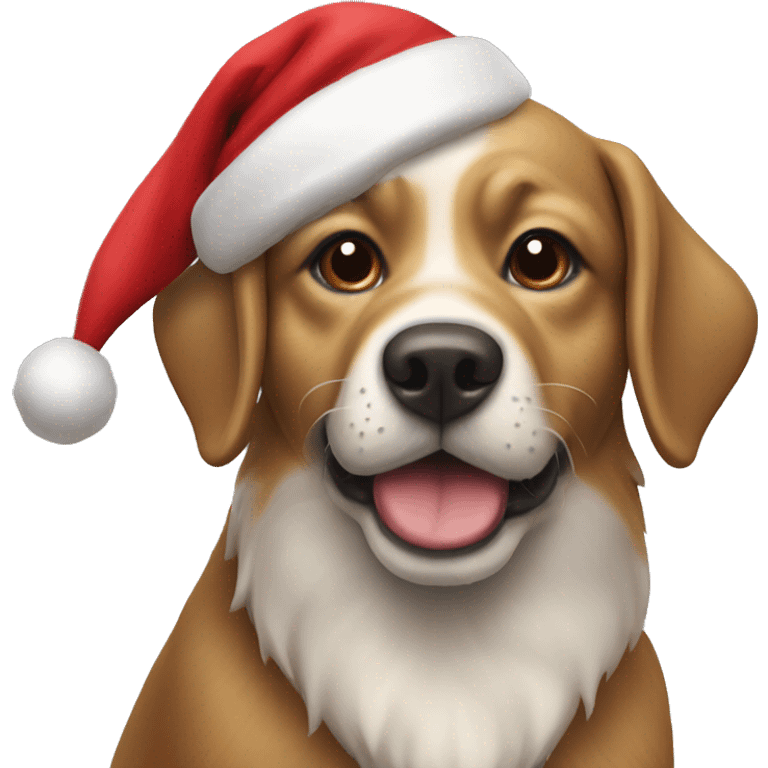 Christmas dog with santa’s head emoji