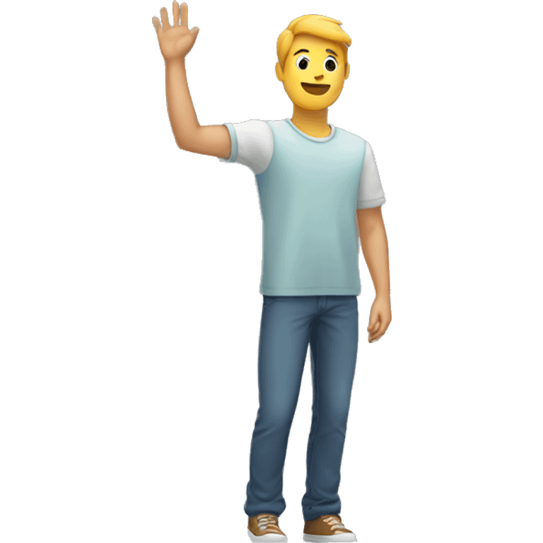 Man raising his arm up to the sky at an angle with his palm open and straight  emoji