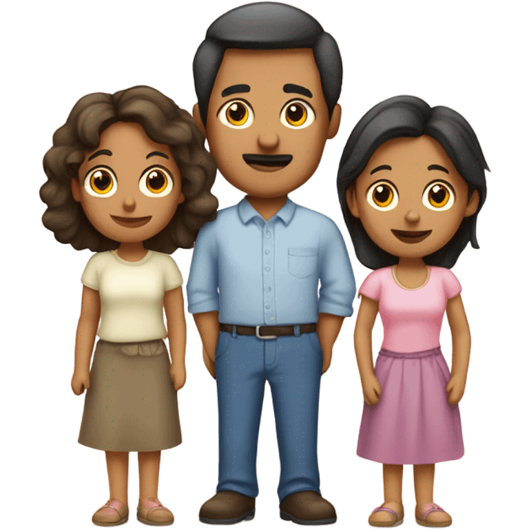 Familia de 5 personas papá mama hijas tres emoji