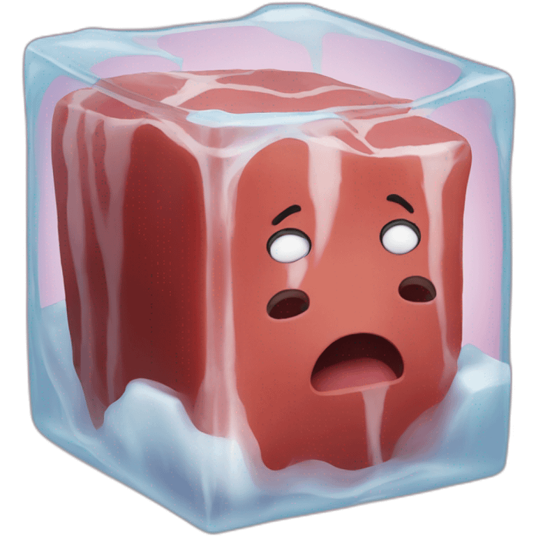 meat without face in ice cube emoji