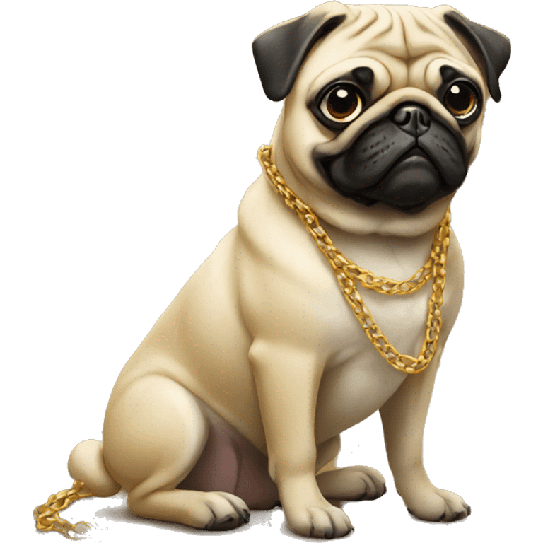 PUG WITH GOLD CHAINS emoji