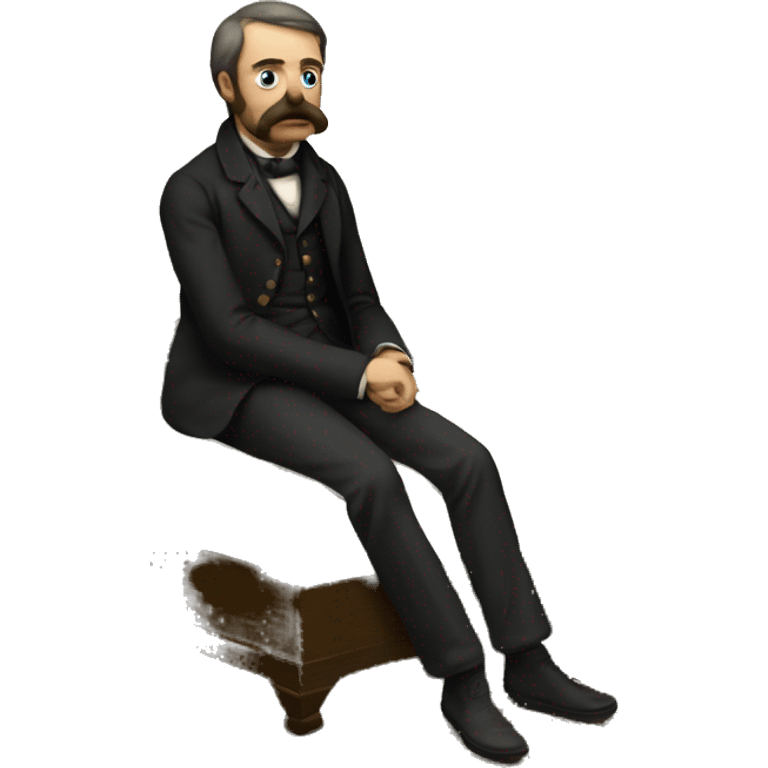 A sick man on a bed in 1870 emoji