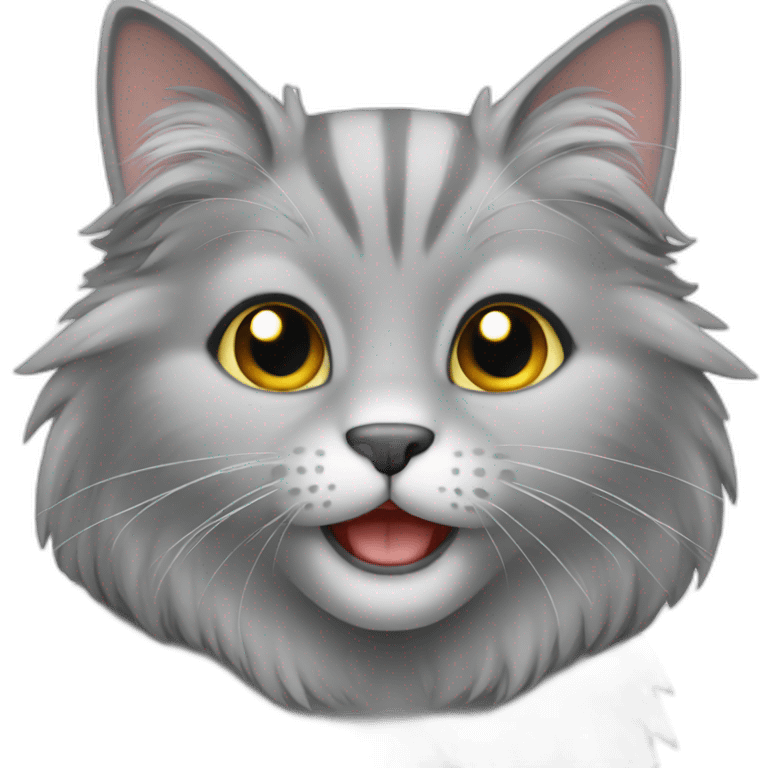 lovely gray cat with long furr emoji