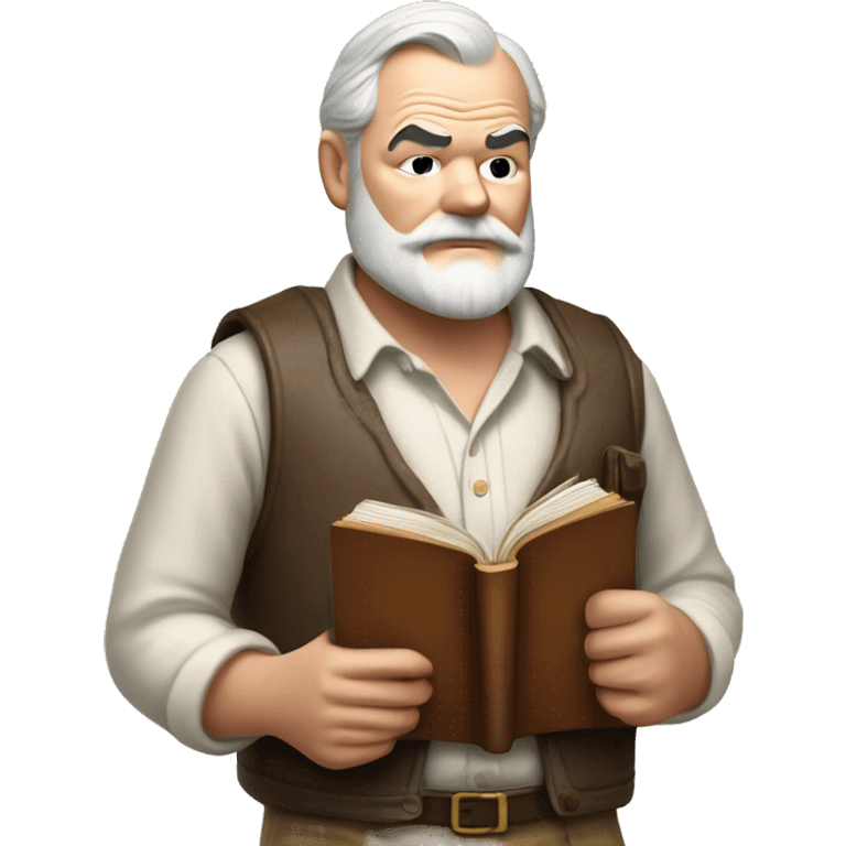 Ernest Hemingway holds a book in his hands emoji