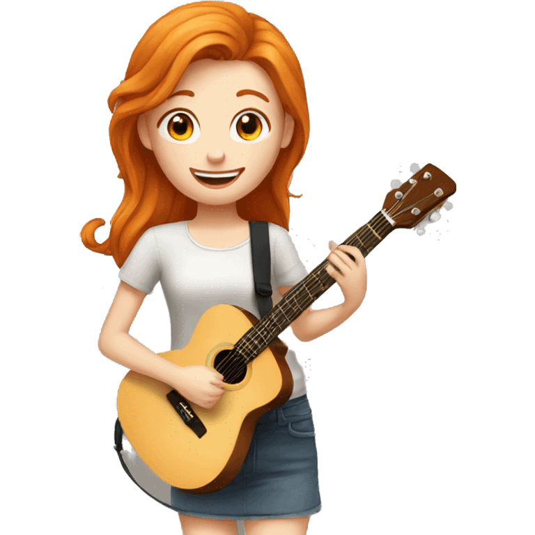 pretty GINGER girl singing playing guitar emoji