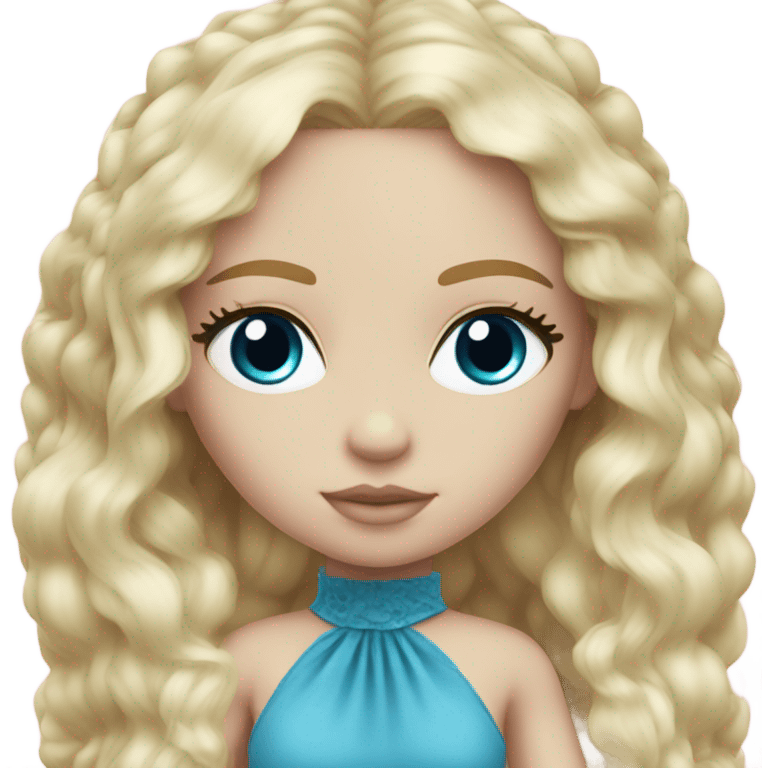 ocean blue doll eyes, blonde hair, feminine, pink, girl, angelic emoji