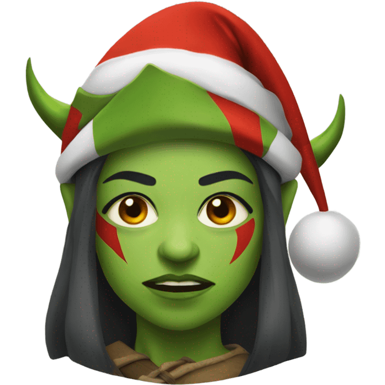 orc female warrior with santa hat emoji