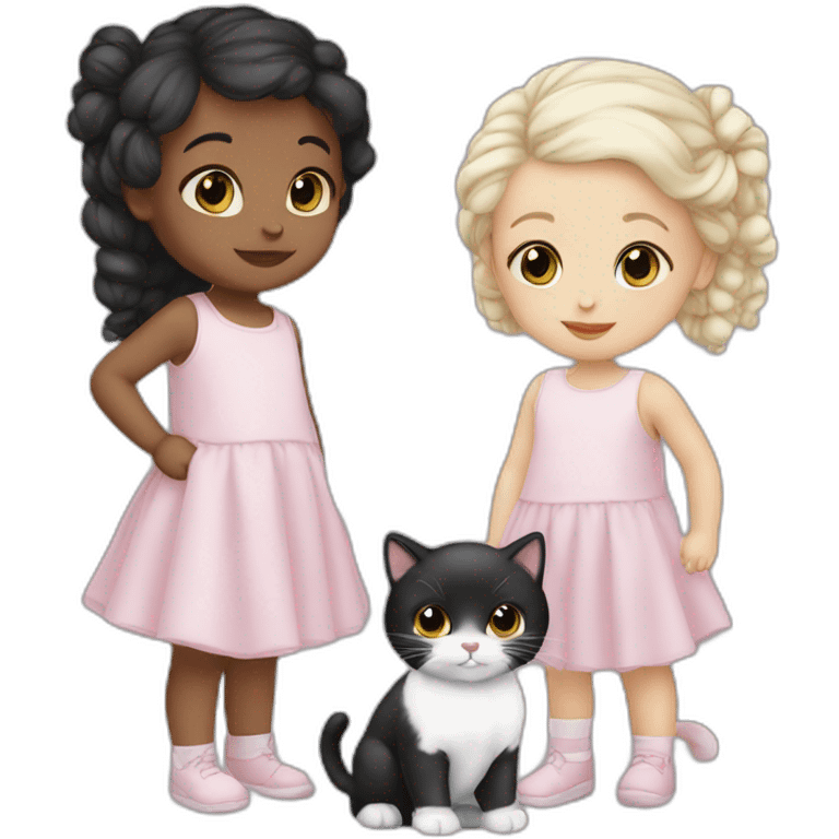 Baby girl -with 1 white cat- 1 black cat emoji