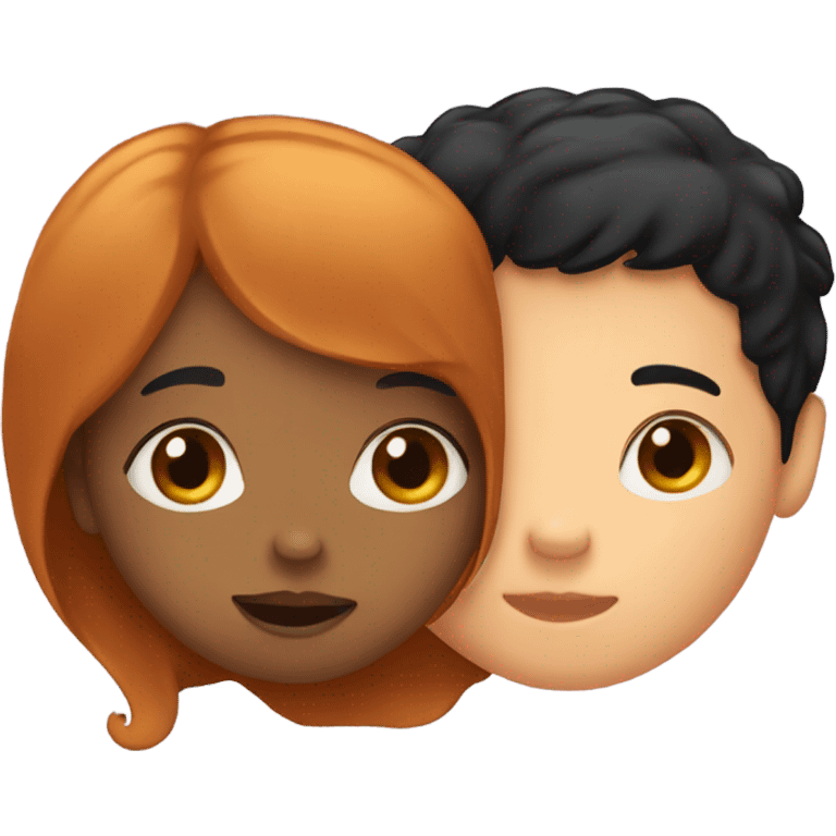 black hair girl kissing ginger hair boy emoji