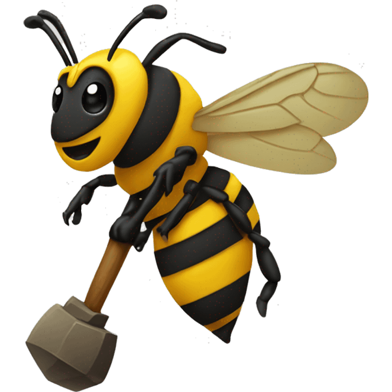 bee with mining pickaxe emoji