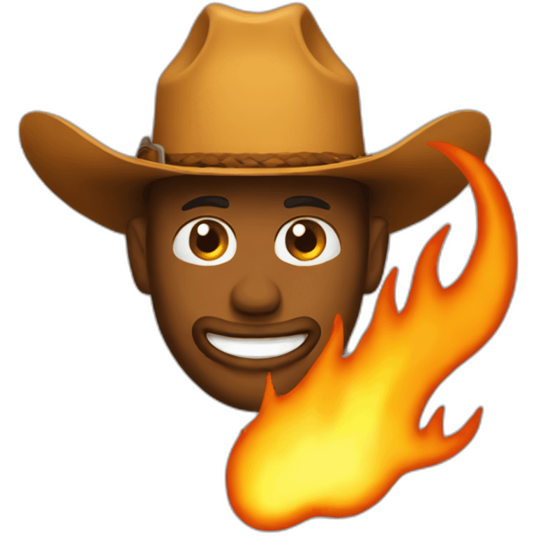 emoji cowboy with a hat made out of flames emoji