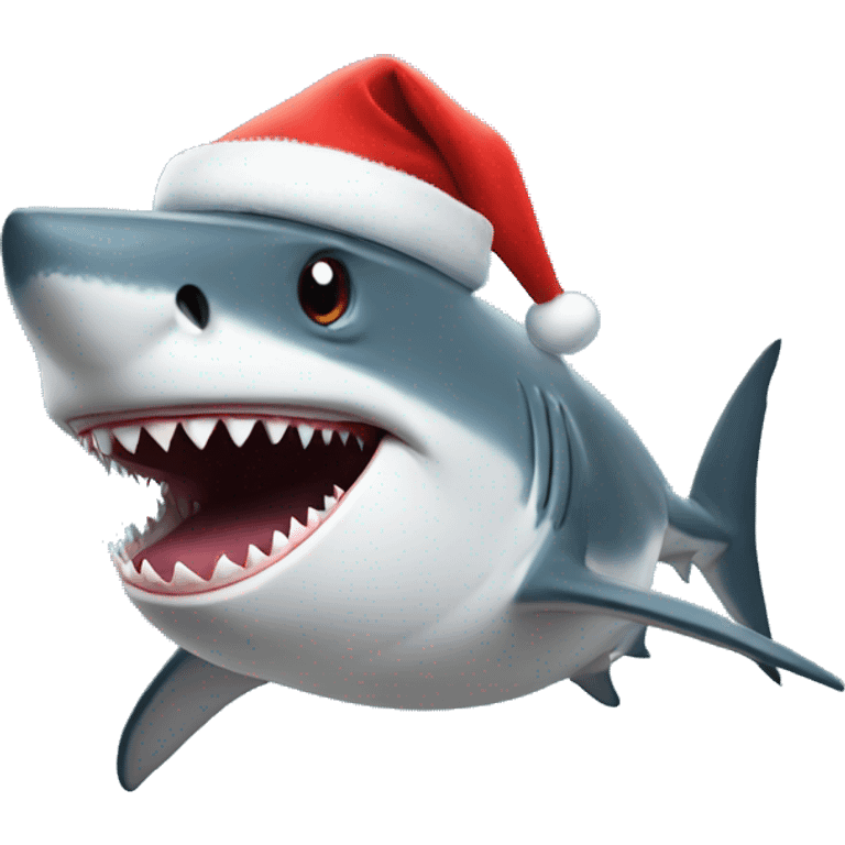 Shark with a Santa hat emoji