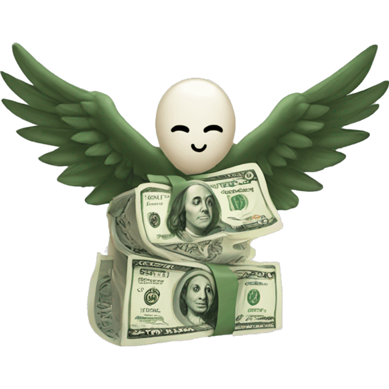 A bundle of dollars with wings emoji