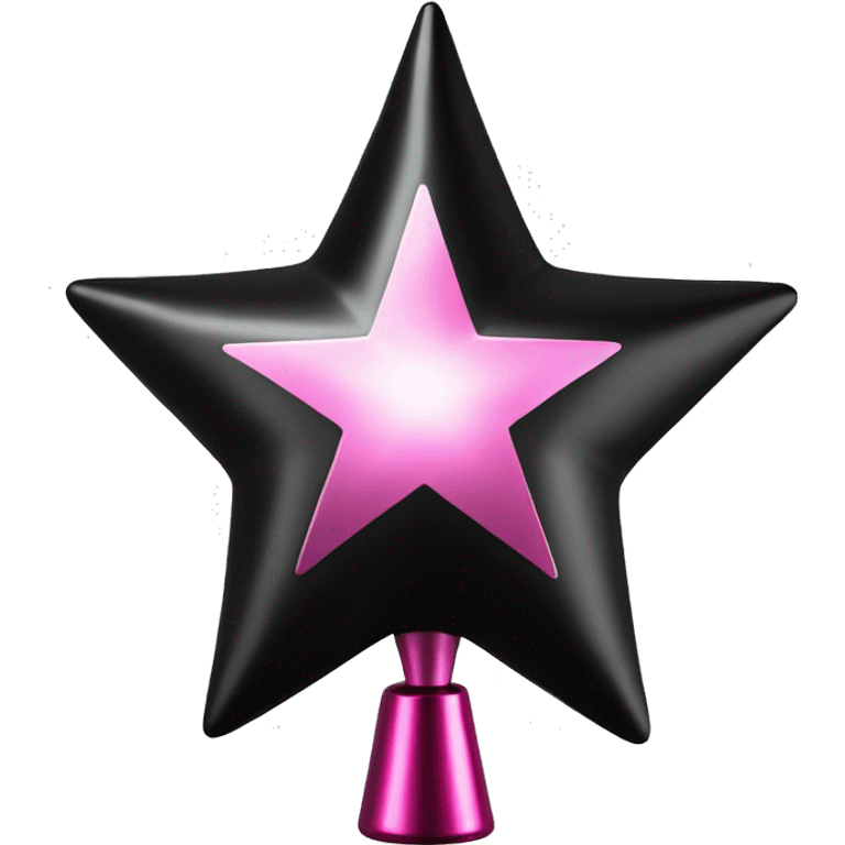 Realistic isolated black and pink metallic star christmas tree topper. emoji