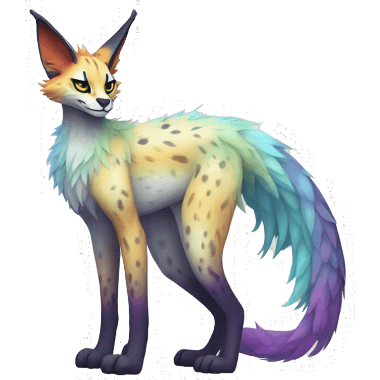 Epic Edgy Colorful ethereal eldritch Sergal-Serval-Fionbri full body emoji