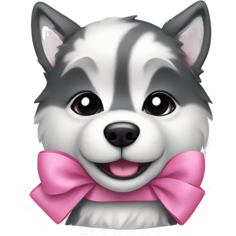 Cute husky with a pink bow emoji