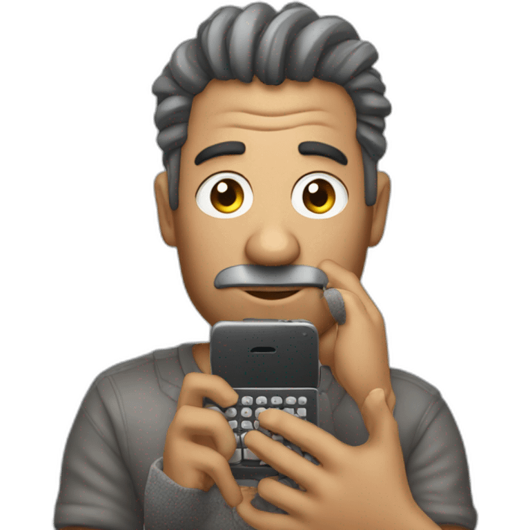 Typing on phone with big nails emoji