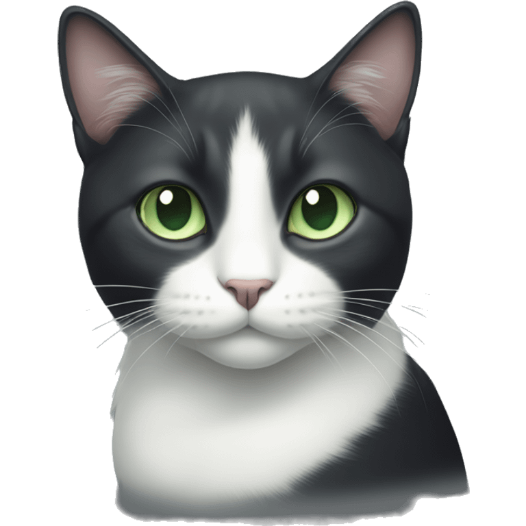 black/dark Grey, white cat with really PALE green eyes  emoji