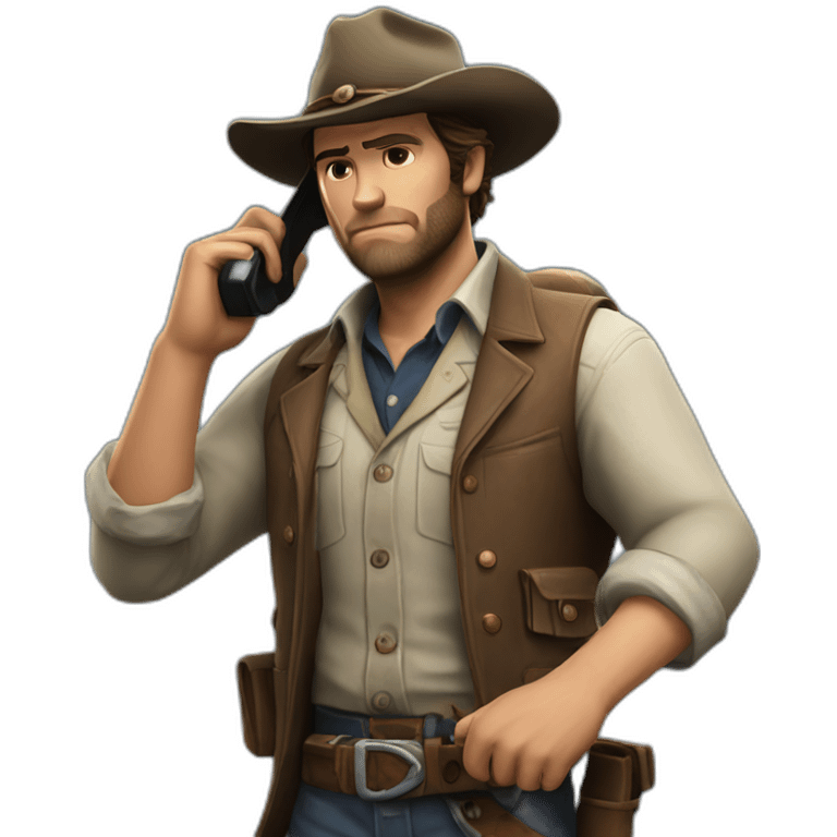 arthur morgan using a phone emoji