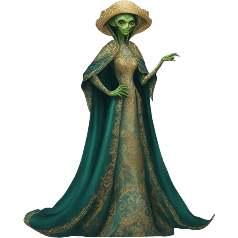 a Reptilian alien woman full body in Romanov dress emoji