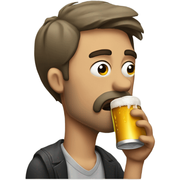 Sad man drinking beer while smoking emoji