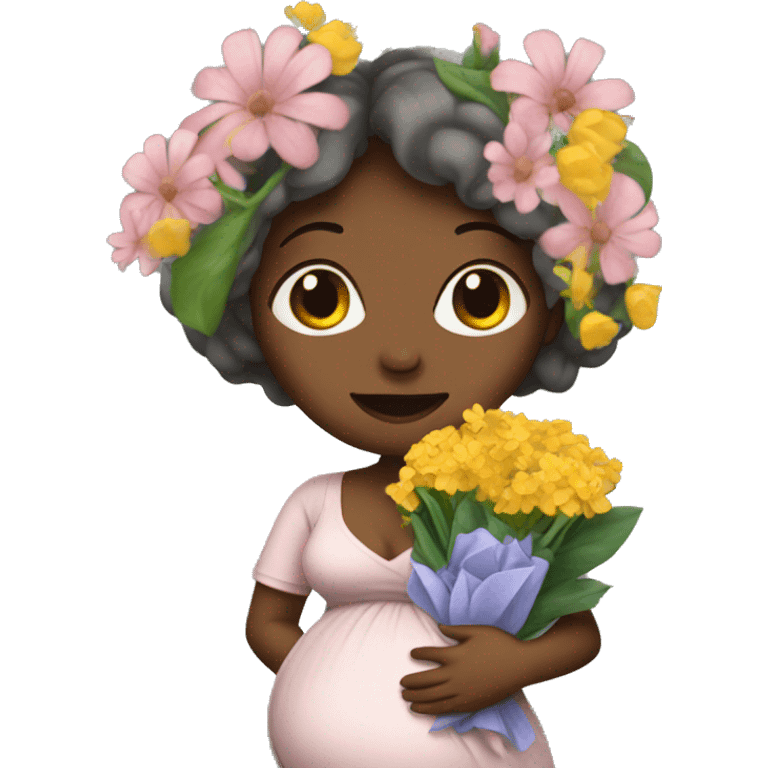 Pregnant lady with flowers emoji