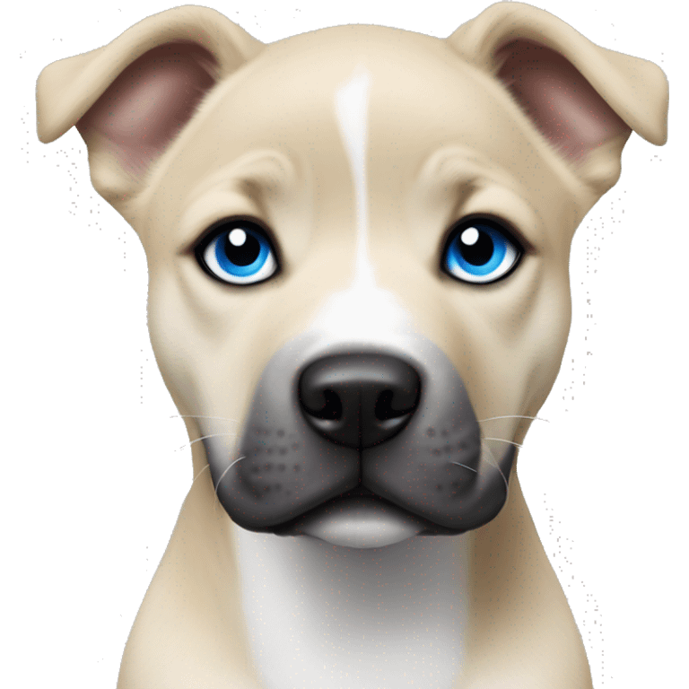 Blonde and black pitbull husky puppy with pointed ears and blue eyes  emoji