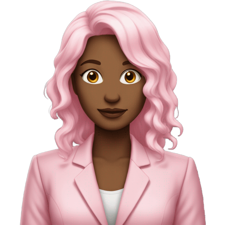 secretary-like gorgeous WHITE skin women with loose long pink hair in pink suit emoji