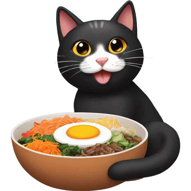 Black cat who eats bibimbap emoji