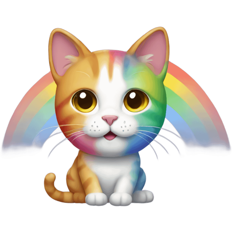 Cat with a big rainbow emoji