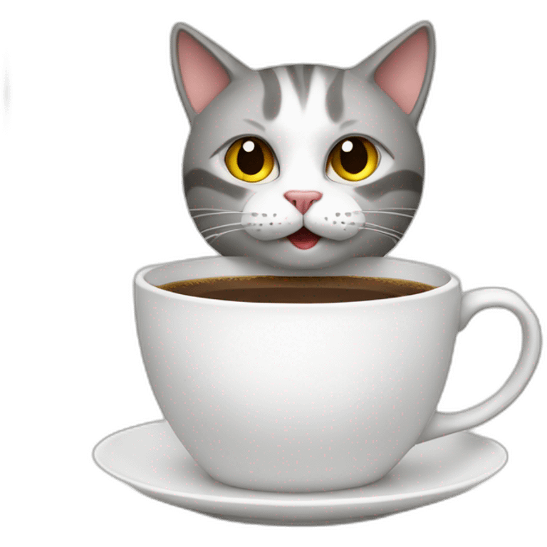 Cat drinks coffee emoji