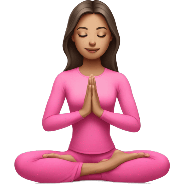 White Brunette Girl doing praying yoga pose in pink tones  emoji