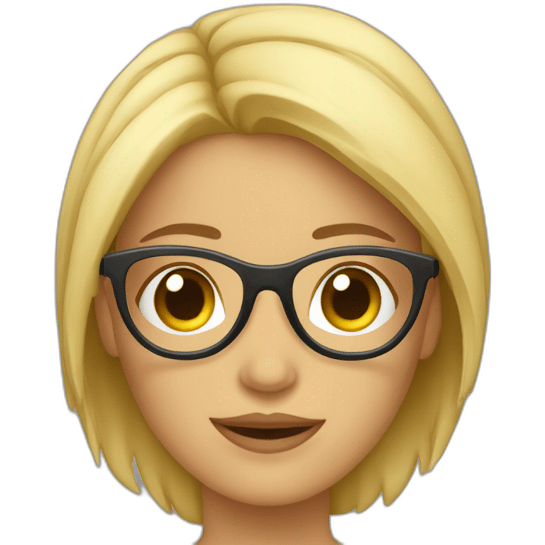 chica rubia con gafas y pero recogido con un moño emoji