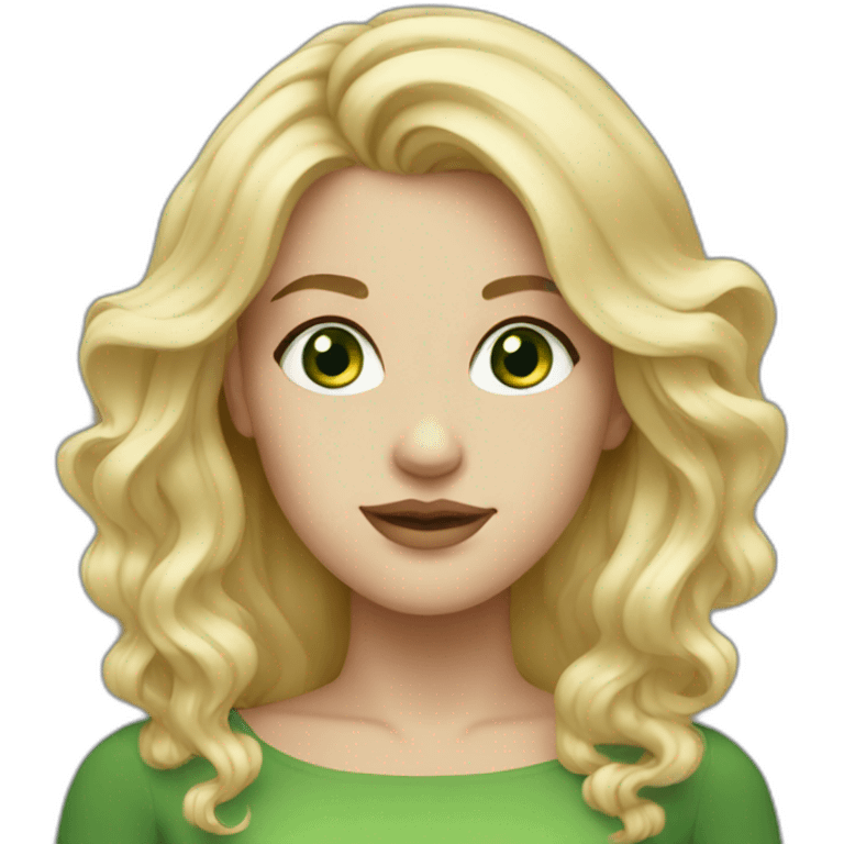 white woman, blonde hair, green eyes, beautiful emoji