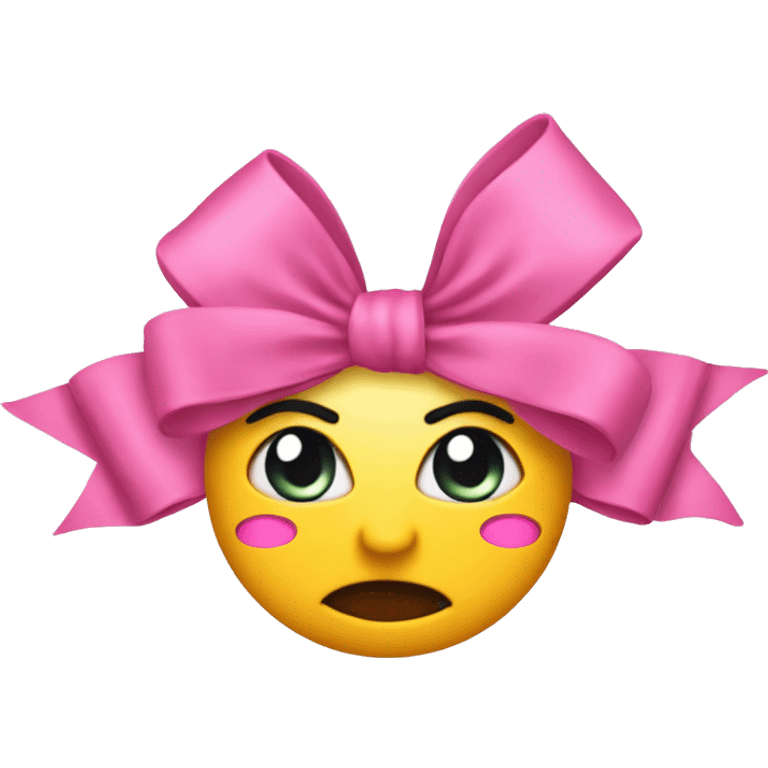 Rolling eyes emoji with a pink coquette bow on head emoji