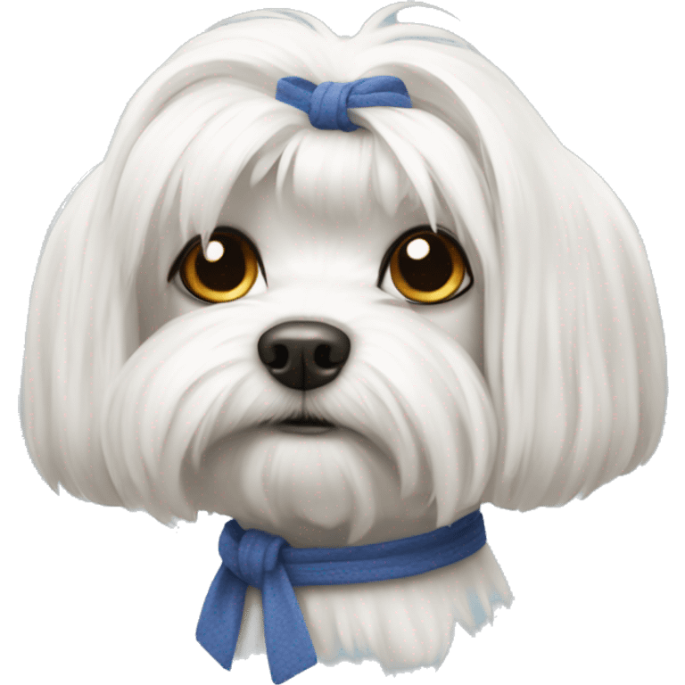 a Maltese dog with tied hair emoji