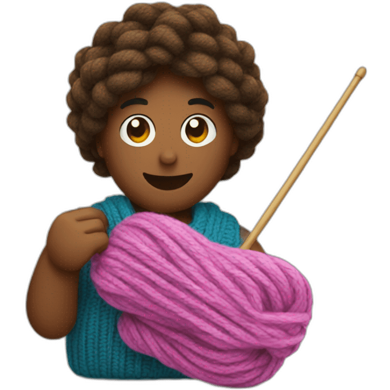 Knitting with knitting needles and yarn emoji