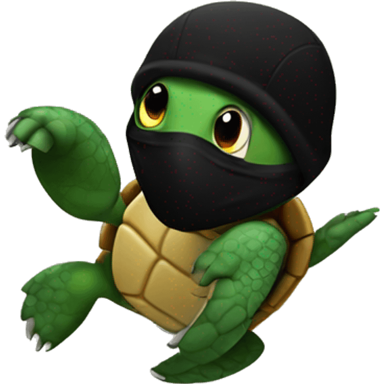 Turtle running with black ski mask  emoji