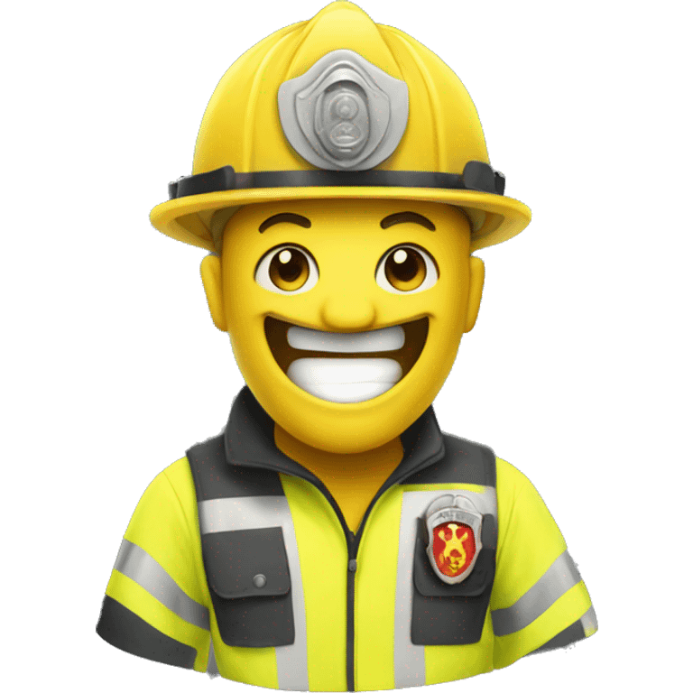 A lemon with but in a fireman outfit smiling emoji