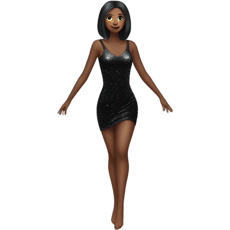 sparkly short black bodycon dress floating in the air emoji