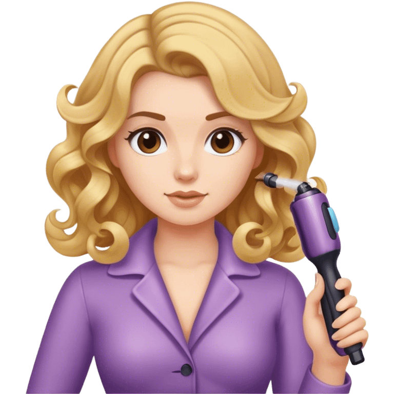 girl curling her hair with curling iron  emoji