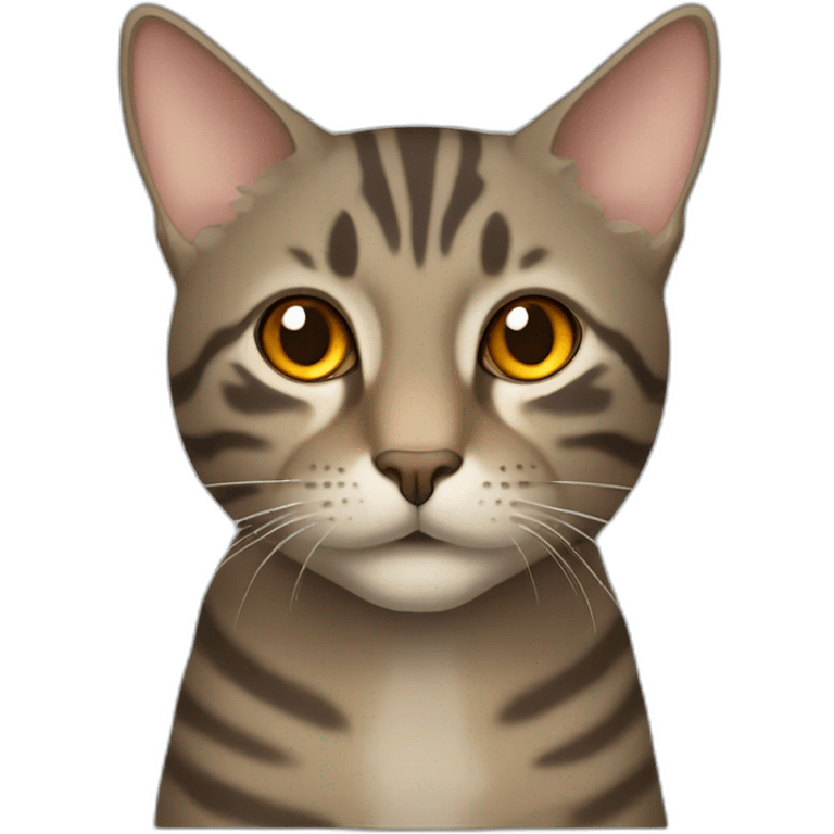 Tabby slightly brown gray cat with beige mouth and dark nose and orange golden eyes emoji