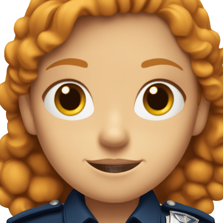 face of ginger girl police officer teen cute blue uniform  policia badge brown eyes emoji