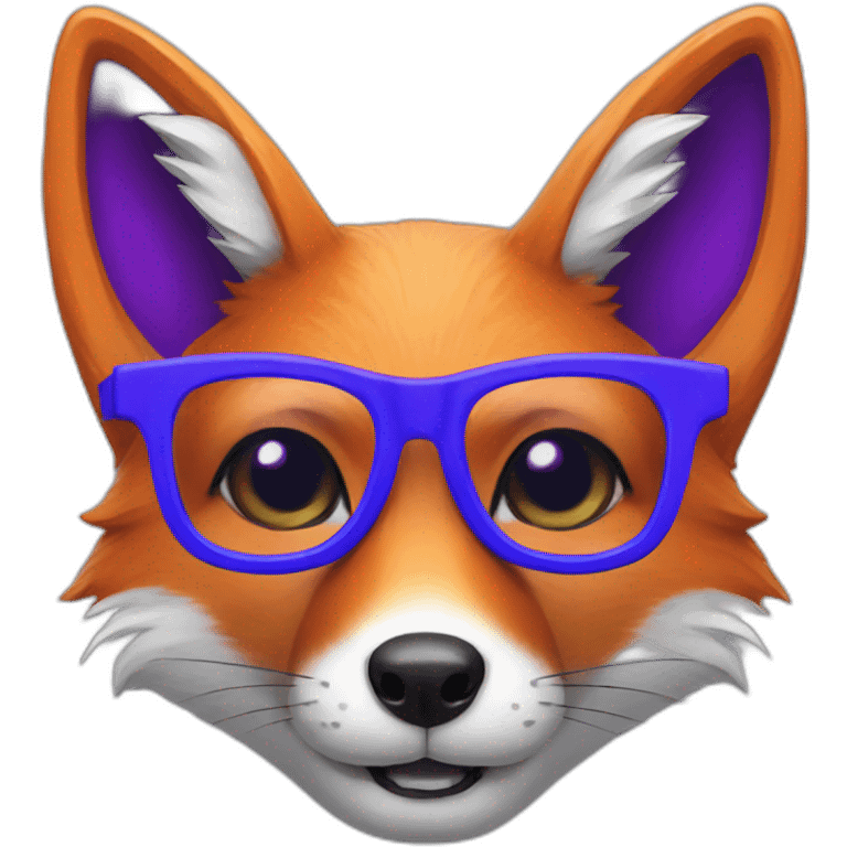 Fox with a blue bowtie on and purple glasses emoji